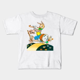 funny musician rabbit vintage retro Kids T-Shirt